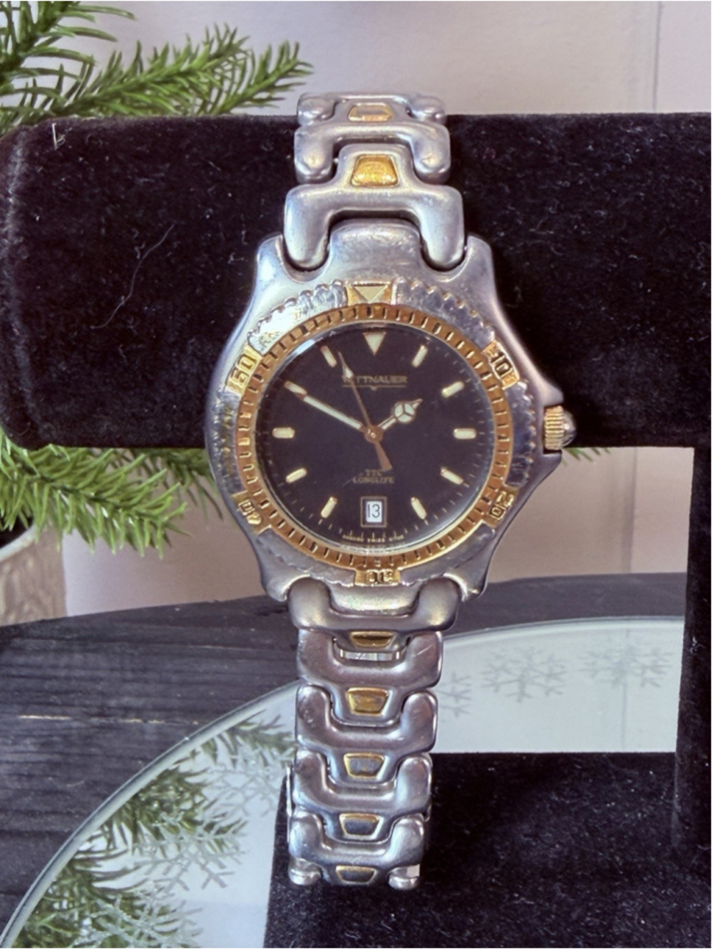Wittnauer Silver And Gold Tone Stainless Steel Water Resistant Black Dial Watch